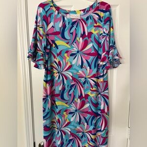 NWT Pappagallo Cactus Rose Multi Flutter Double Ruffle Sleeve Dress - size 1X